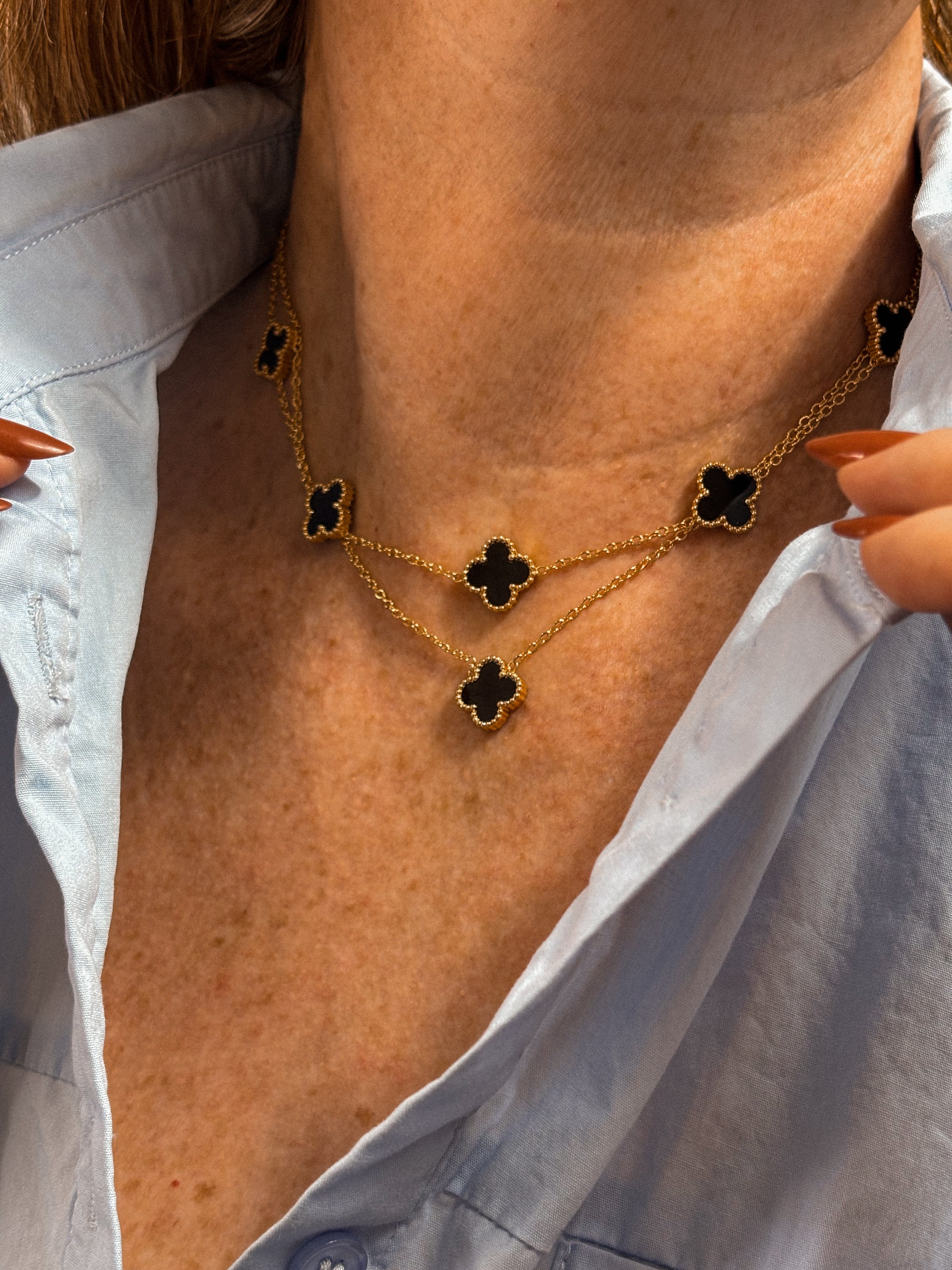 Colar Trevo Noir – Banhado a Ouro 18K