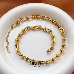 Colar Elos Contemporâneo – Banhado a Ouro 18k