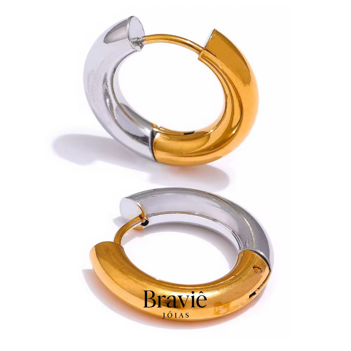 Brinco Argola Contraste Luxo Duo