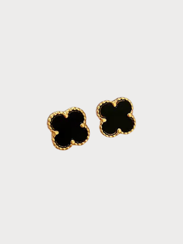 Brinco Trevo Noir – Banhado a Ouro 18K