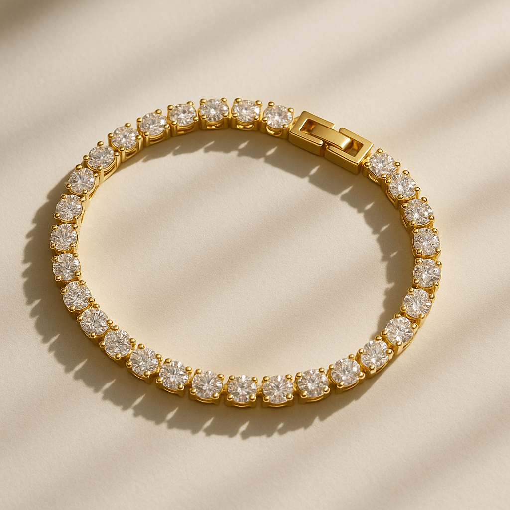 Bracelete Glam Eternal – Banhado a Ouro 18K e Brilho Atemporal