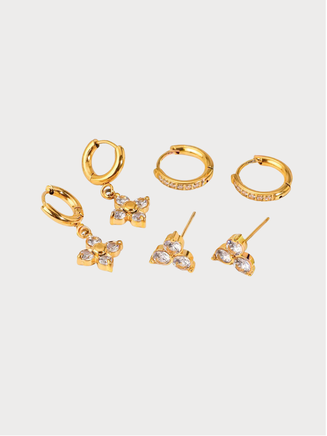 Conjunto de Brincos Clarionne - Banhado a Ouro 18K