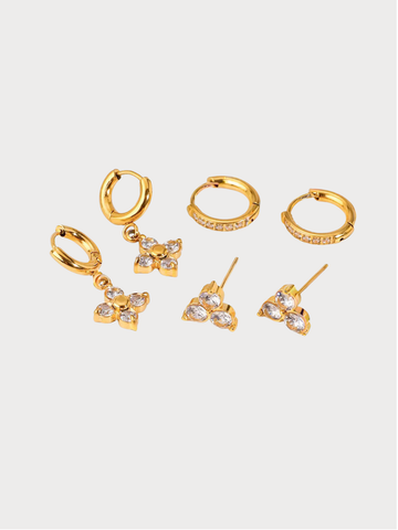 Conjunto de Brincos Clarionne - Banhado a Ouro 18K