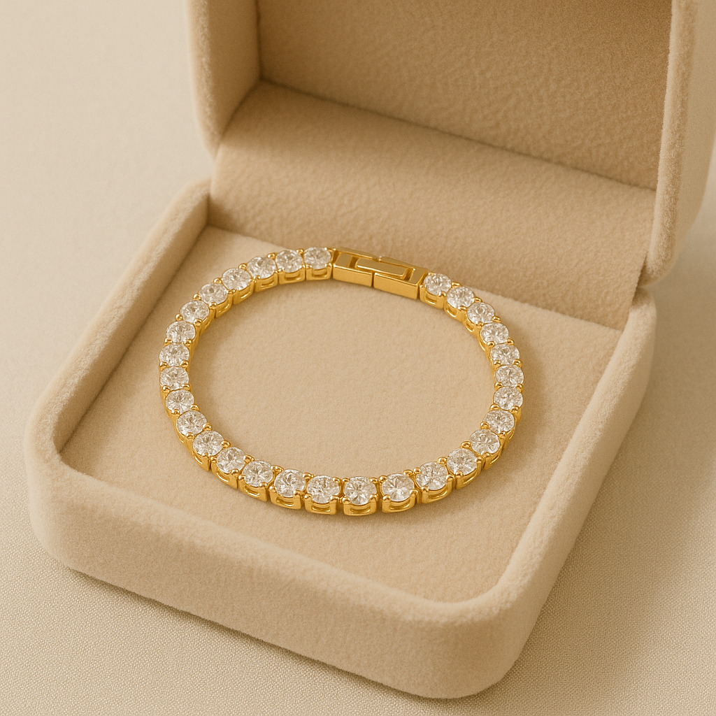 Bracelete Glam Eternal – Banhado a Ouro 18K e Brilho Atemporal