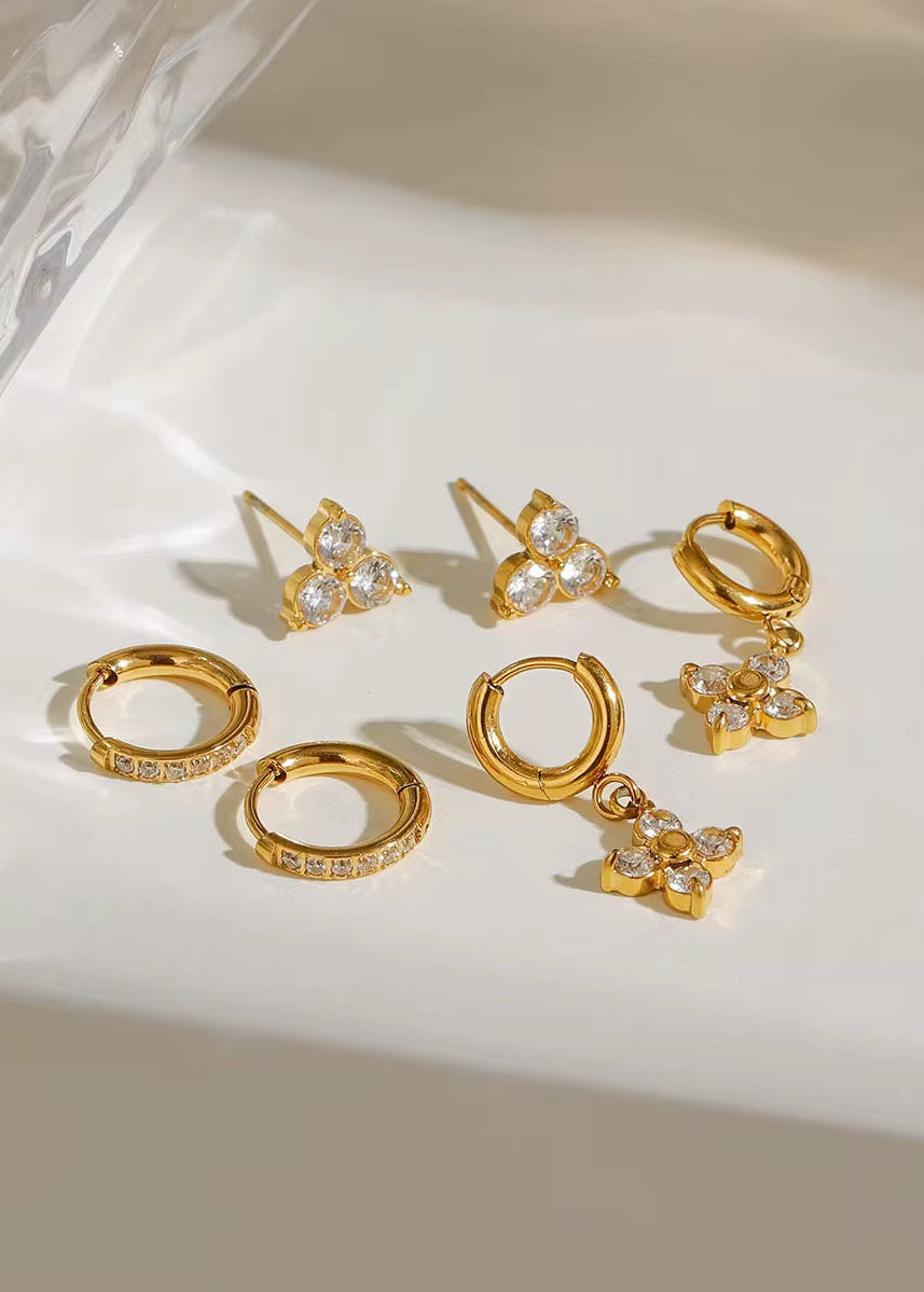 Conjunto de Brincos Clarionne - Banhado a Ouro 18K