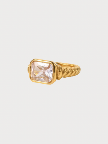 Anel Astoris Branco - Banhado a Ouro 18K